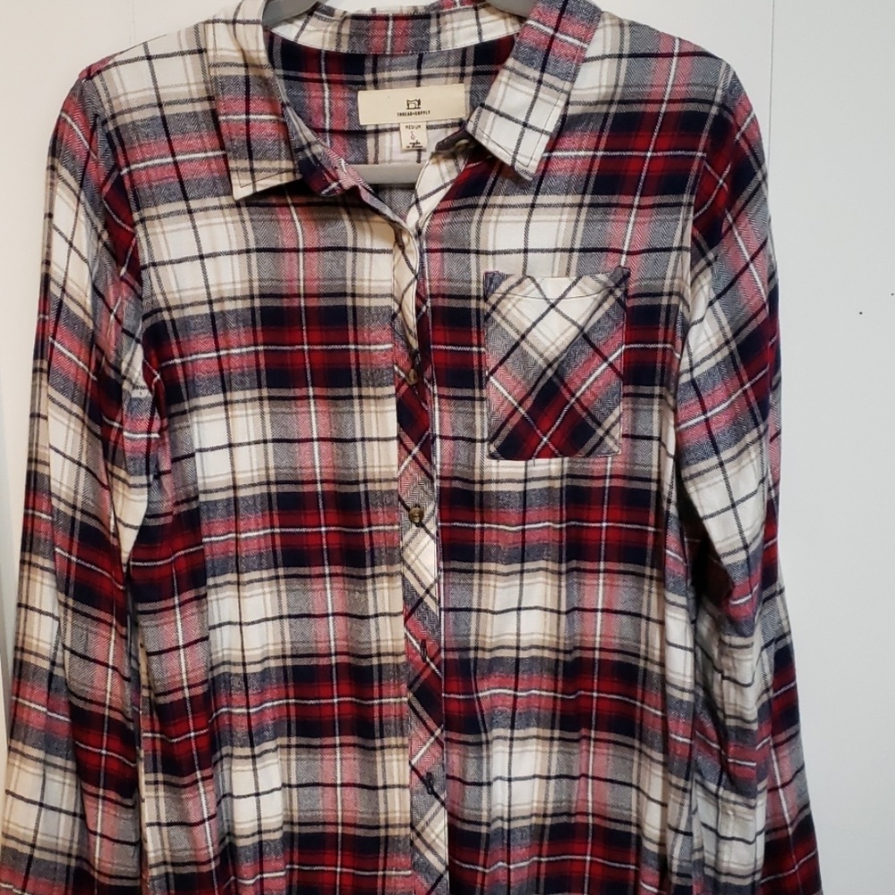 Red/Blue/White/Tan Flannel